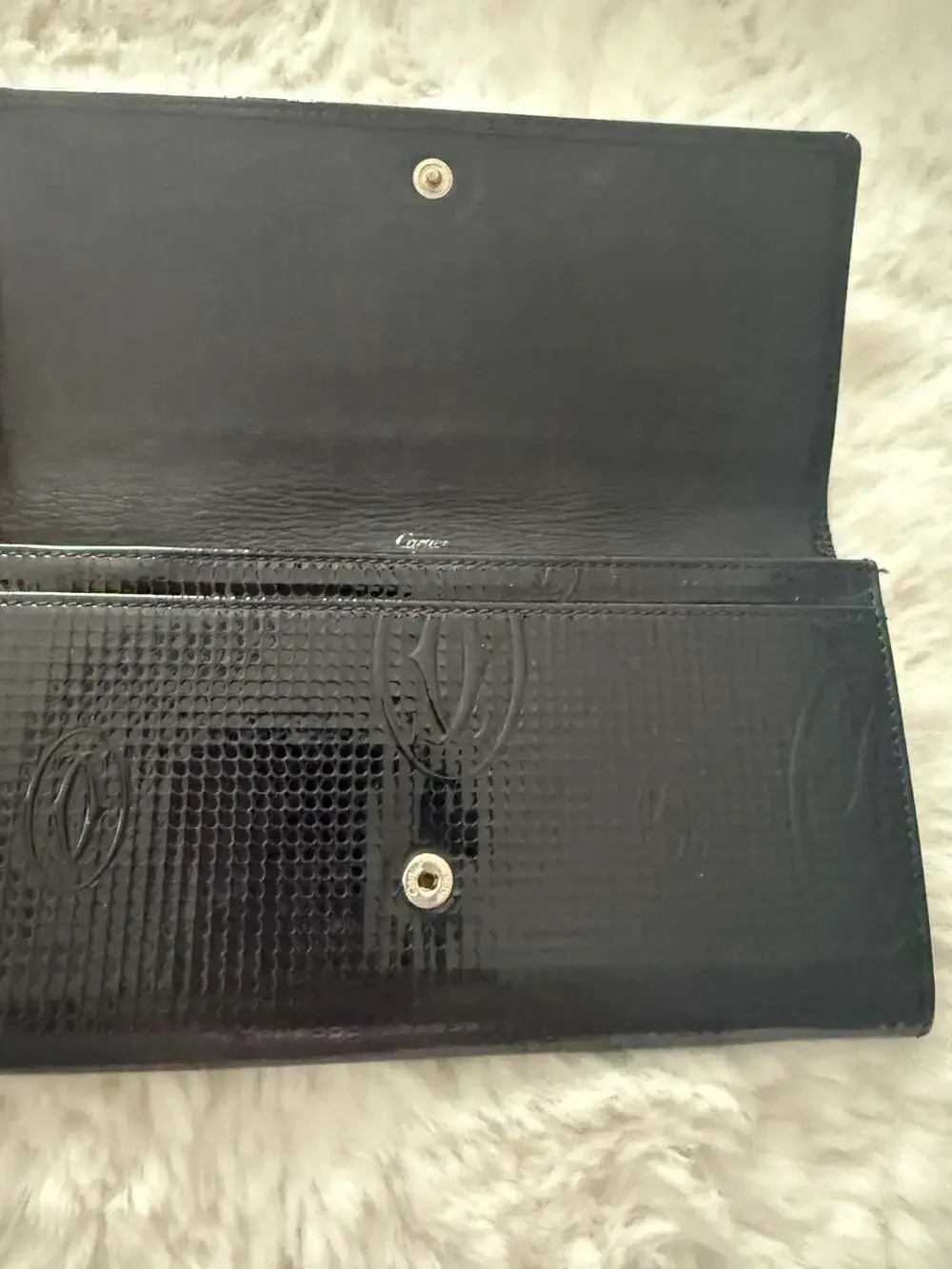 Cartier Happy Birthday Patent Leather Long Wallet with Chain